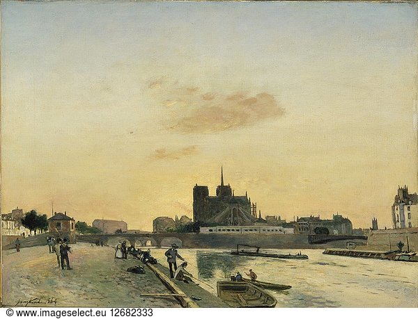 Ansicht von Notre-Dame  Paris  1864. Künstler: Johan Barthold Jongkind.