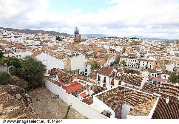 Antequera town view from above  Malaga province  Andalusia  Spain