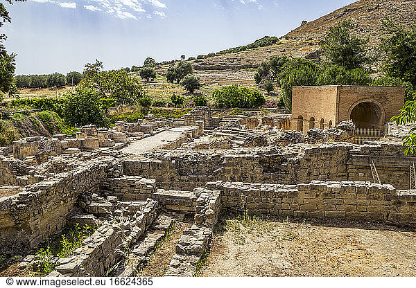 Antike Architektur im Odeon von Gortyn,  Kreta,  Griechenland