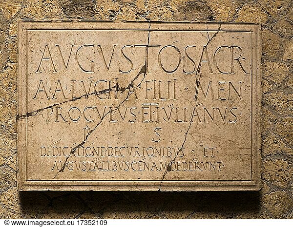 Antike Inschrift  Ruinenstadt Herkulaneum  Kalabrien  Italien  Europa