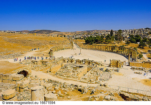 Antike römische Ruinen in der Stadt Jerash  Jordanien