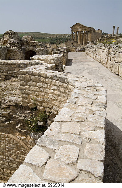 Antike römische Stadt Thugga (Dougga)  UNESCO Weltkulturerbe  Tunesien  Nordafrika  Afrika
