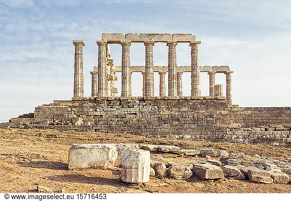 Antike Ruine des Poseidon-Tempels  Kap Sounion  Attika  Griechenland
