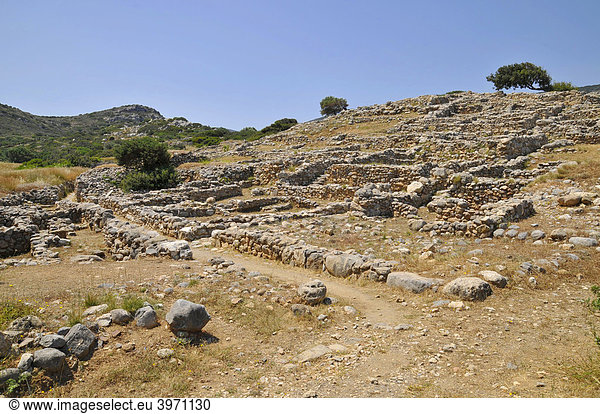 Antike Ruinen von Gournia  historische minoische Siedlung  heute archäologische Stätte  Ostkreta  Kreta  Griechenland  Europa