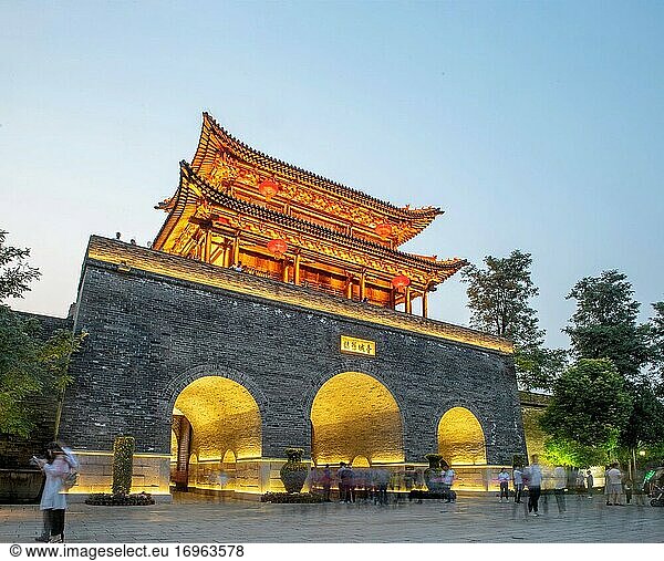 Antike Stadt der Provinz Shandong Taierhchuang bei Nacht