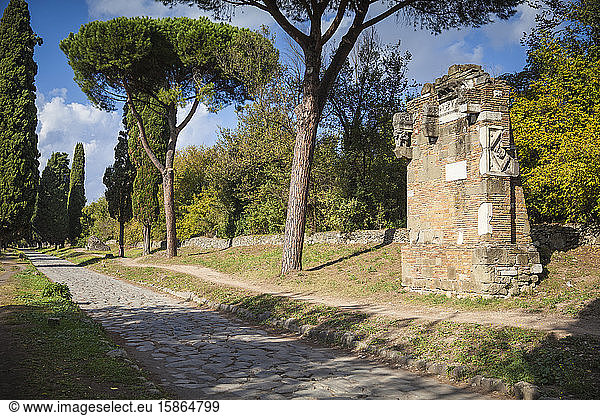 Antike Via Appia  antike Römerstraße  Rom  Latium  Italien  Europa