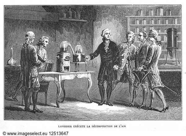 Antoine Laurent Lavoisier  French chemist  demonstrating his discovery of oxygen  1776 (1874). Artist: Unknown