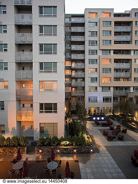Apartment Courtyard At Dusk
