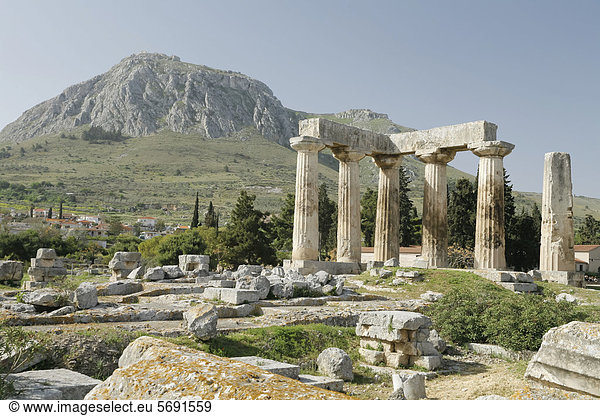 Apollotempel  Alt-Korinth  Nauplia  Halbinsel Peloponnes  Griechenland  Europa
