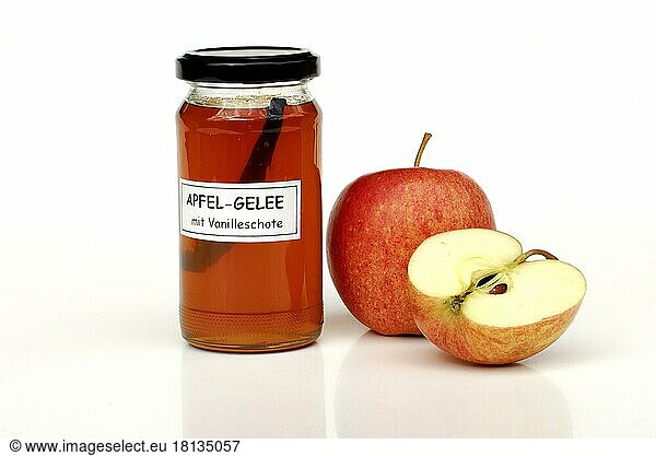 Apple jelly with vanilla pod and apples  vanilla  vanilla stick  apple  apple jelly