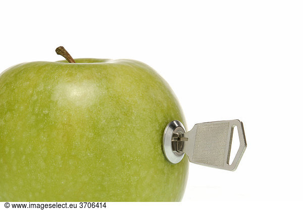 Apple with lock and key