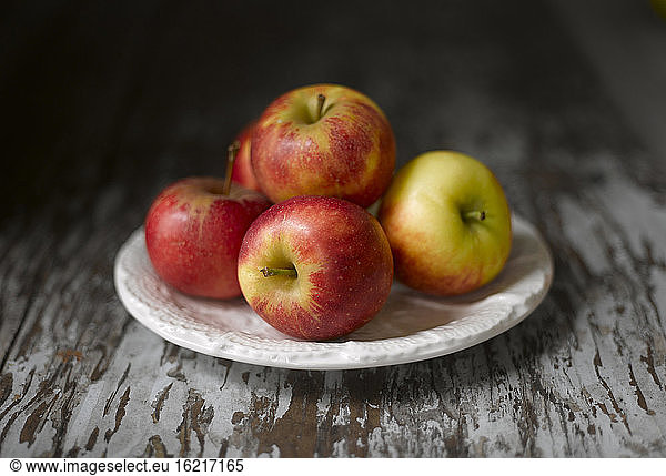Apples on plate  close up
