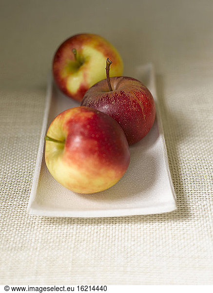 Apples on platter  close up