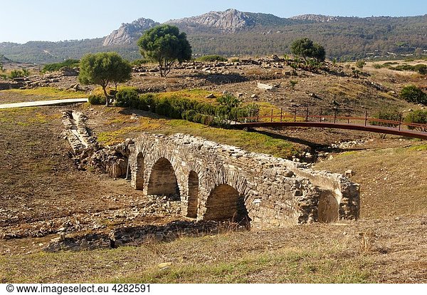 aqueduct  Baelo archaeological remains of Claudia  Bolonia  Cadiz province  Andalucia  Spain