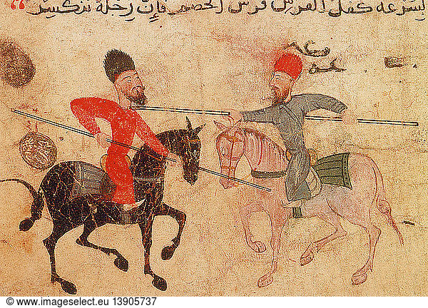Arab Warriors Fighting on Horseback  12th Century
