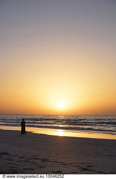 Arabia  Oman  Al Sawadi  beach at sunset