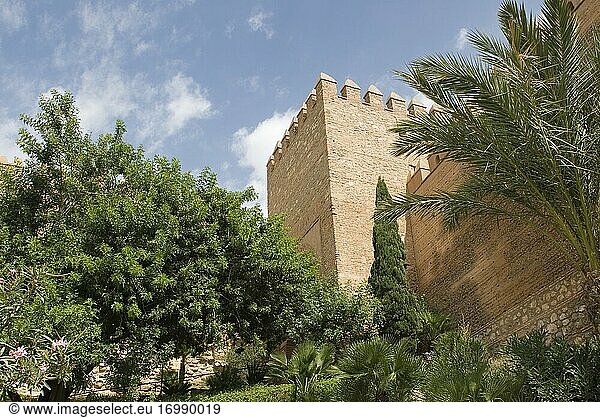 Arabische Alcazaba von Almeria  Garten und Turm  Andalusien  Spanien