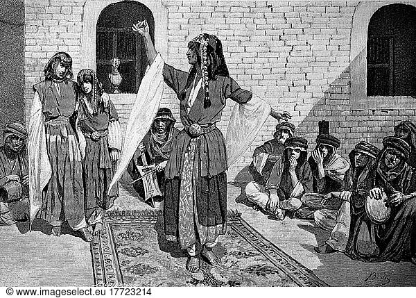 Arabische Tänzerin  Arabien  1880  Historisch  digital restaurierte Reproduktion einer Vorlage aus dem 19. Jahrhundert  genaues Datum unbekannt