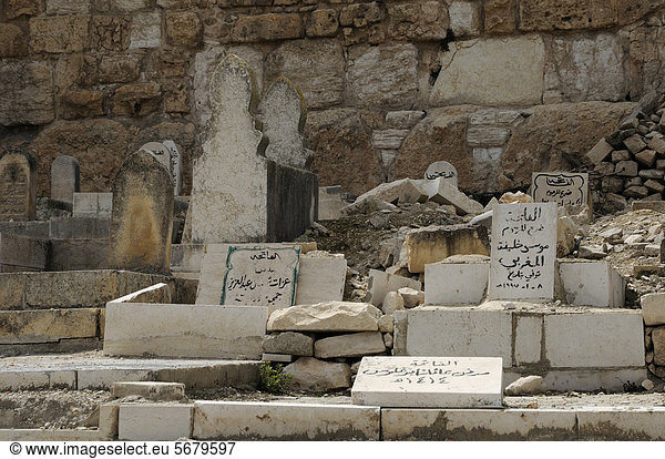 Arabischer Friedhof an der Tempelmauer  Jerusalem  Israel  Naher Osten