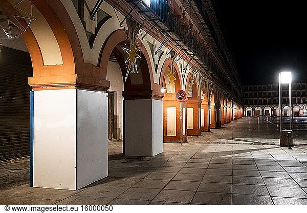 Arcade in diminishing perspective. Cordoba  Andalusia. Spain.