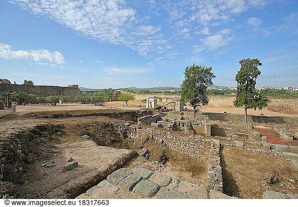 Archäologische Ausgrabungsstätte im UNESCO Alcazaba erbaut 9. Jhdt in Merida  Extremadura in Alcazaba  Extremadura  Spanien  Europa