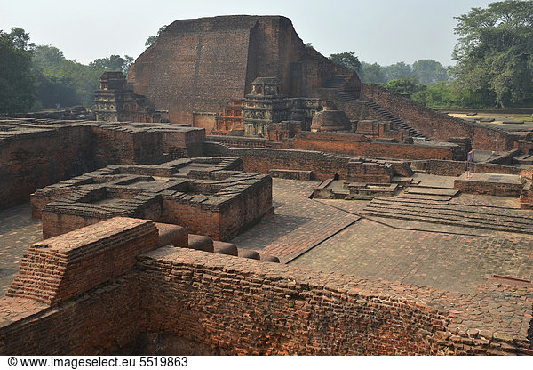 Archäologische Stätte und bedeutendes buddhistisches Pilgerziel  Ruinen der alten  Global Buddhist Congregation 2011  Ragir  Bihar  Indien  Asien