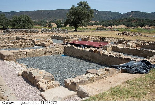 Archaelogical site of the Roman city of Turobriga. Aroche  Huelva province  Andalucia  Spain.