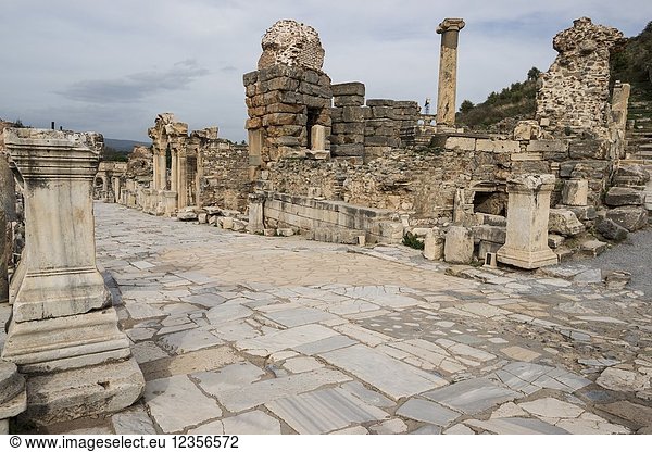 Archaeological ruins along Curetes Way. Ephesus  UNESCO World Heritage Site  Selçuk  Izmir Province  Ionia Region  Turkey  Eurasia.