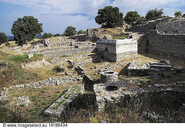 Archeological site of Troy  ruins of the ancient city of Troy  Turkey  Europe