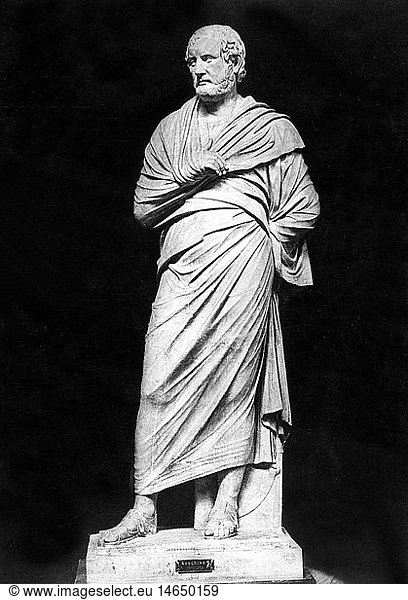 Archimedes  circa 285 - 212 BC  Greek scientist (mathematician and physicist)  full length  statue in National Museum Naples