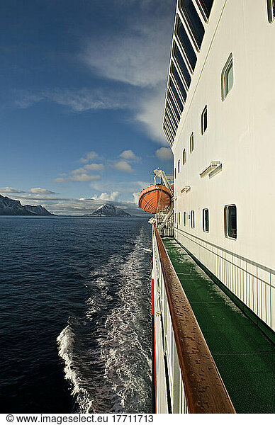 Arctic Circle As Seen From Onboard The Hurtigrunta Cruise Ship Ms Nordlys In Wintertime; Norway