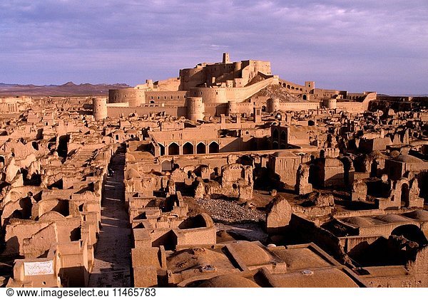 Arg-e Bam mud brick fortress and town dating from about two thousand years ago  largely destroyed in earthquake in 2003. Restoration is under way. Bam  Kerman Province  southern Iran. (Photo by: Auscape/UIG)