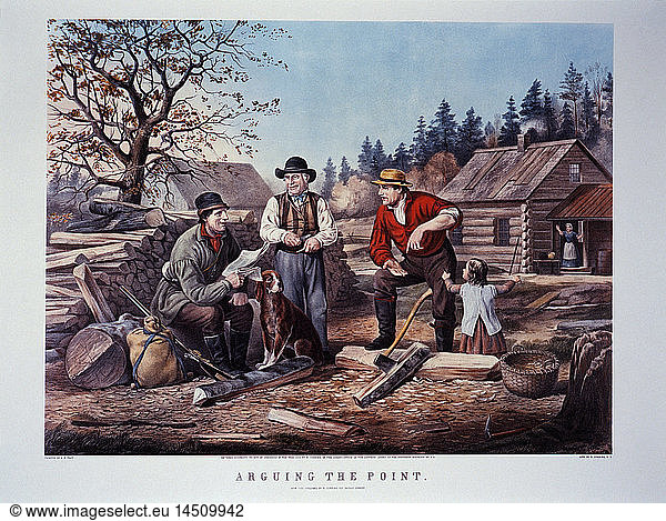Arguing the Point  Currier & Ives  Lithograph  1855