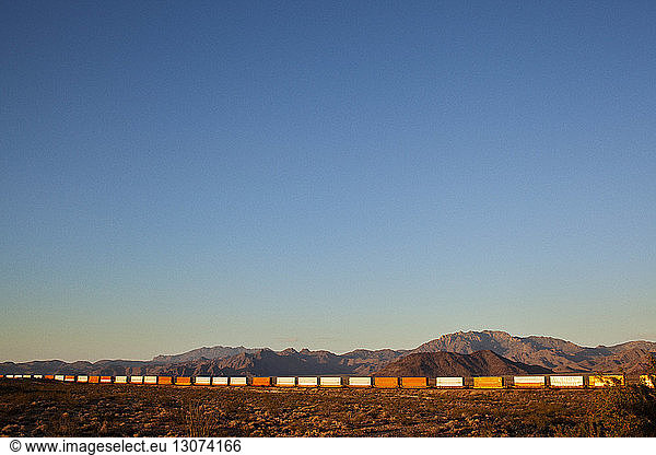 Arizona  View of long train in desert
