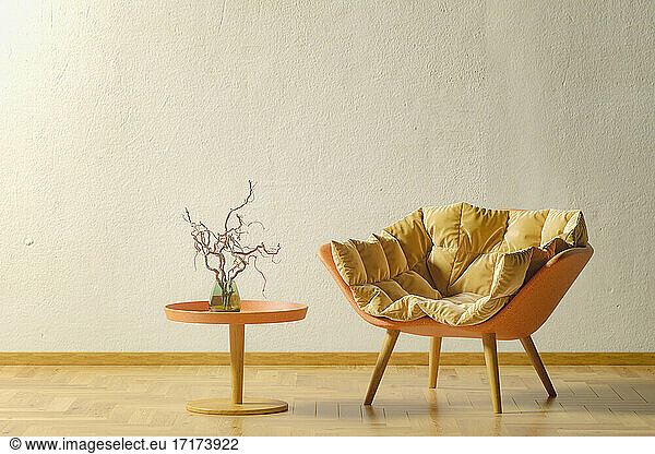 Armchair and coffee table  3d rendering