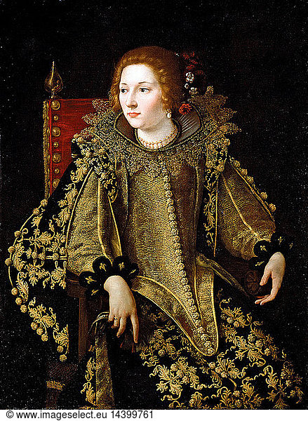 Artemisia Gentileschi (8 July 1593–ca. 1656) was an Italian Early Baroque painter. Portrait of a Lady  Three-Quarter Length Seated  Dressed in a Gold Embroidered Elaborate Costume