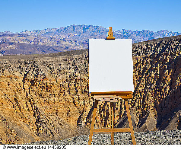 Artist's Easel and Canvas in Desert