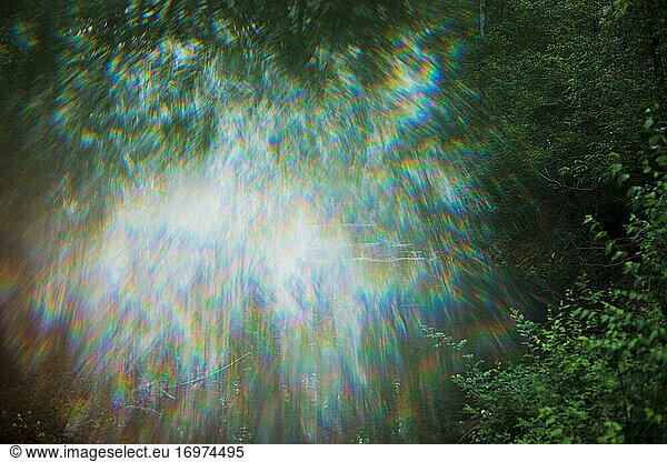 Artistic Abstract Landscape of Creek with Sunflare