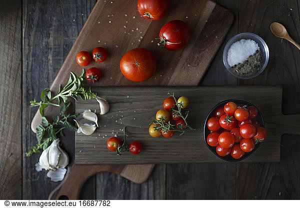 assorted tomatoes fresh from the garden