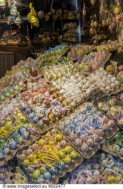 Assortment of Easter eggs in a shop