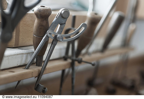 Assortment of work tools in workshop  Bavaria  Germany