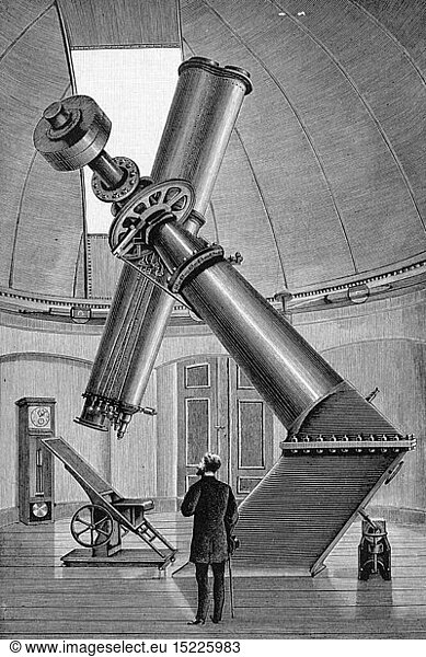 astronomy  observatory  telescope  wood engraving  19th century  19th century  graphic  graphics  science  sciences  optics  cupola  cupola roof  cupolas  cupola roofs  observation  observations  observe  observing  full length  standing  cosmology  astronomy  space research  observatory  observatories  telescope  telescopes  historic  historical  man  men  male  people