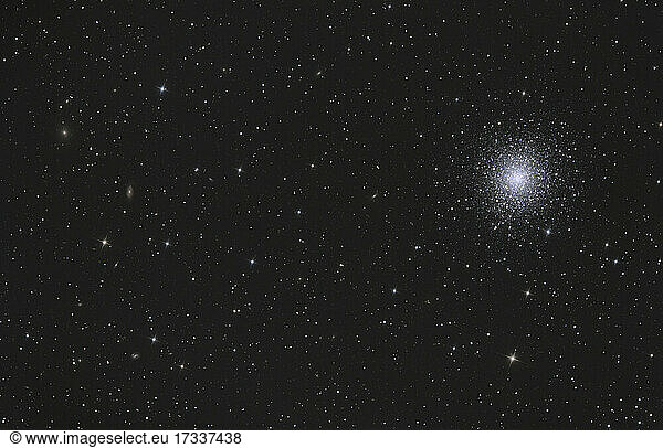 Astrophotography of Messier 92 globular cluster with galaxies