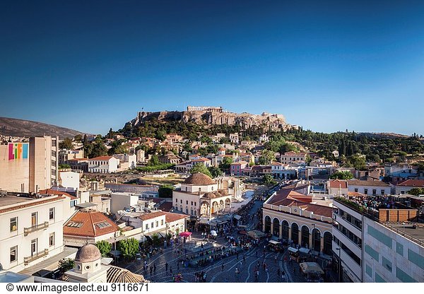 Athen  Hauptstadt  Quadrat  Quadrate  quadratisch  quadratisches  quadratischer  Ansicht  Erhöhte Ansicht  Aufsicht  heben  Nachmittag  Akropolis  Griechenland