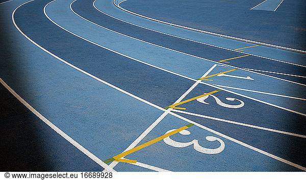 Athletics track  ready for competition. Without people yet
