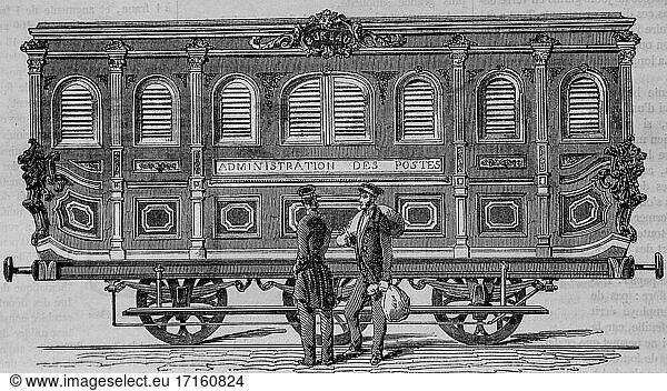 Außenansicht des mobilen büros  paris gemälde von edmond texier  editor paulin et le chevalier 1852.