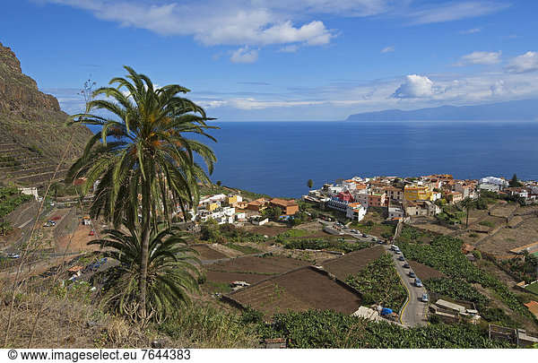 Außenaufnahme Landschaftlich schön landschaftlich reizvoll Europa Tag Küste niemand Meer Natur Dorf Kanaren Kanarische Inseln La Gomera Spanien