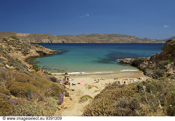 Außenaufnahme Landschaftlich schön landschaftlich reizvoll Europa Tag Strand Landschaft Küste niemand Meer Insel Griechenland Sandstrand Kykladen griechisch Mittelmeer Mykonos