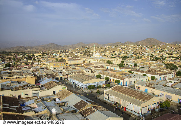 Ausblick auf die Stadt Keren im Hochland  Keren  Eritrea  Afrika