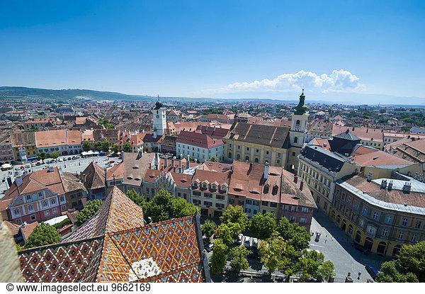 Ausblick über die Stadt  Hermannstadt  Rumänien  Europa